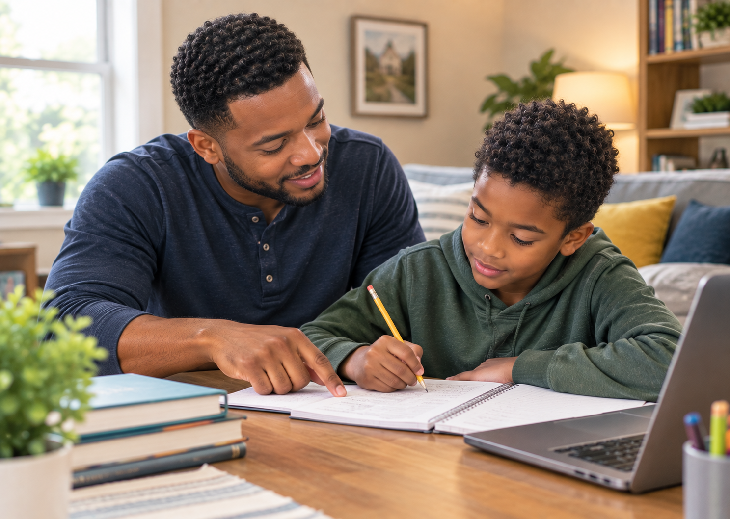 Family working on everyday skills together